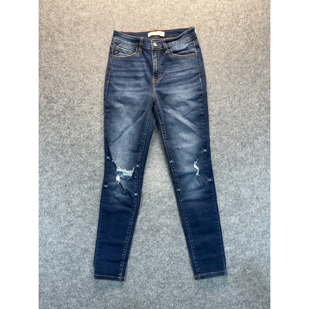 Kancan Women's Jeans Size 27 Skinny Distressed Dark Blue Stretch Denim High Rise